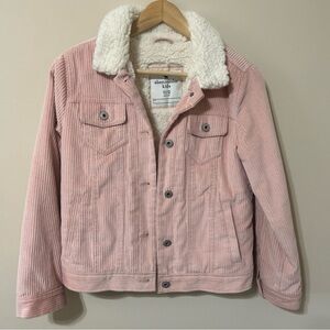 Abercrombie Kids Corduroy Bomber Sherpa Jacket in pink Size11/12